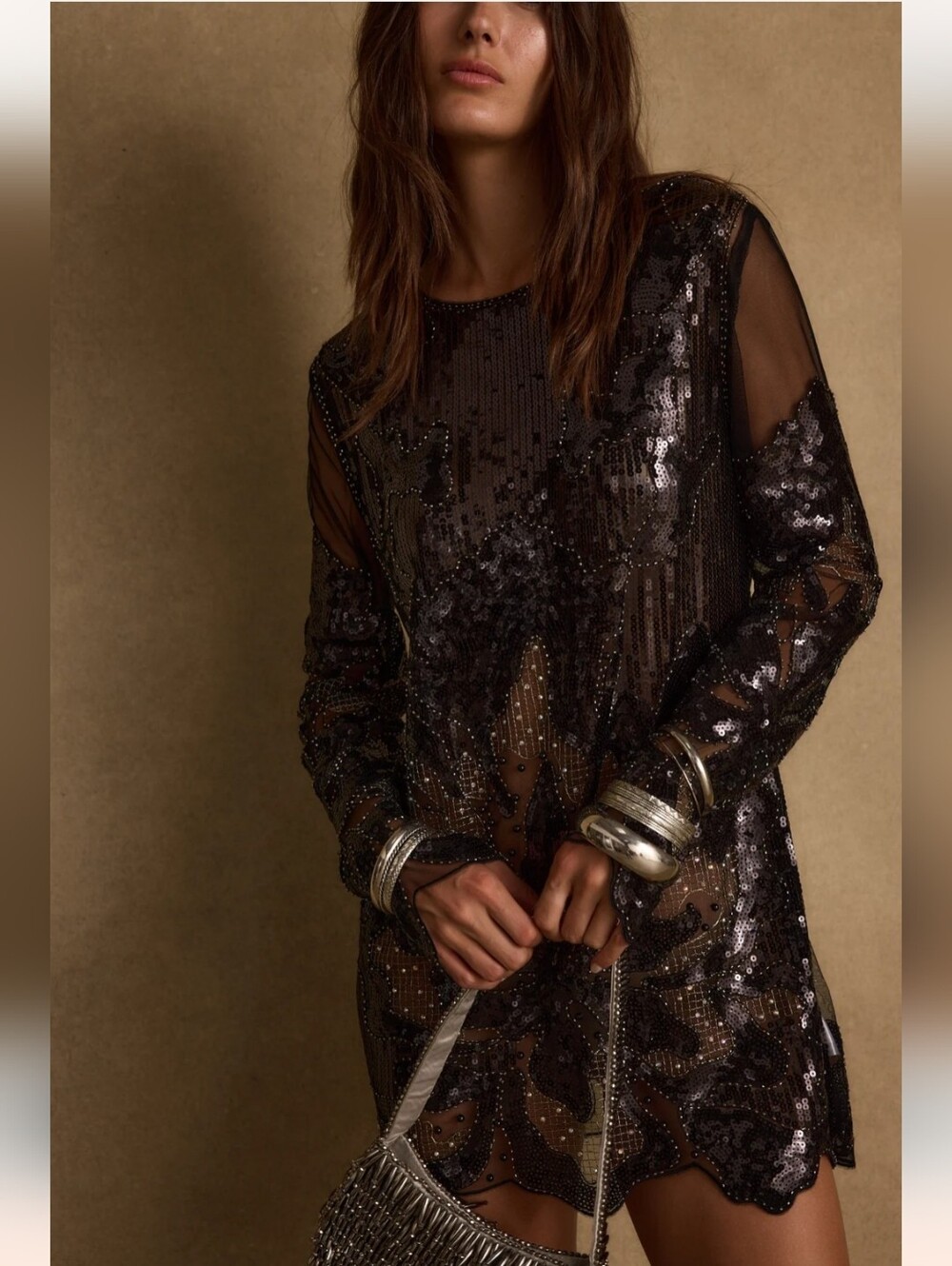 12th Tribe Amber Nights Sequin Dress In Black